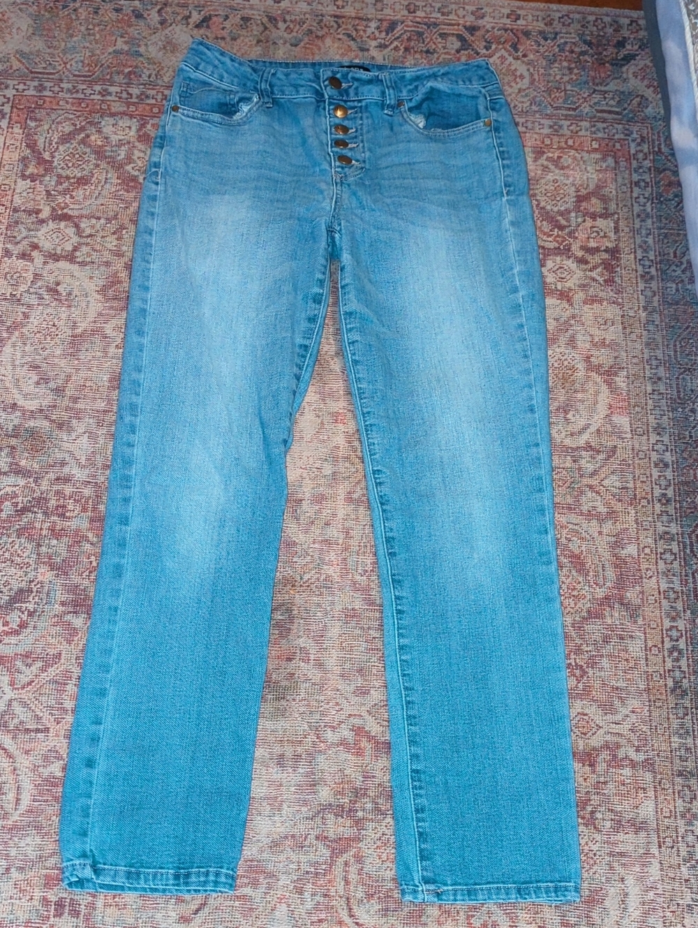 d. jeans Light Blue Boyfriend Jeans with Button Fly